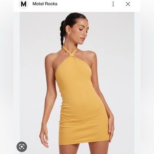 Motel rocks Josie mini dress in rib yolk yellow